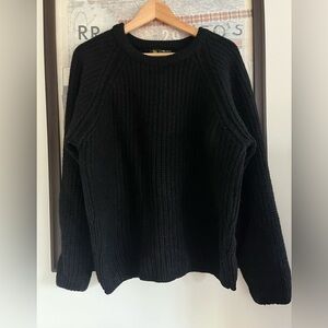 Vintage 100% Wool Wolsey Scotland Ribbed Fisherman "Cornish" Sweater Black M/L